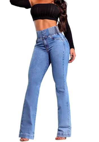 SHINFY Women's High Waisted Flare Jeans Vintage Bell Bottom Bootcut Jeans Stretchy Denim Pants