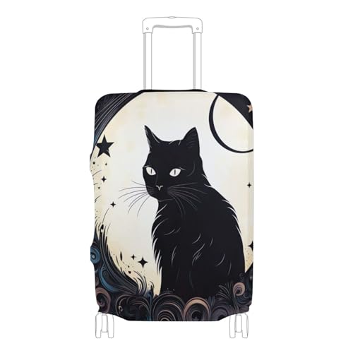 Joisal Suitcase Covers Luggage Protector Custom Protection Colors Flight Travel Suitcase Sleeve Cute Black Cat, L, Fits 26-28 Inch Case