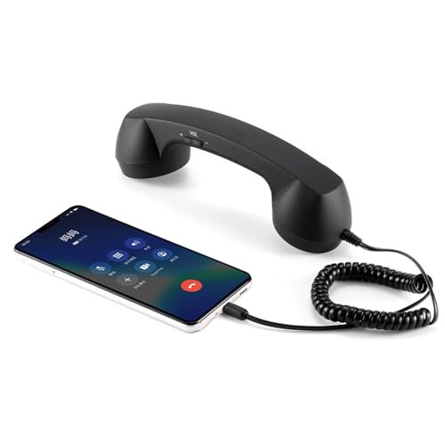 ENJOY-UNIQUE Récepteurs téléphoniques rétro pour téléphones portables, tablettes, ordinateurs portables, écouteurs avec interface USB C pratique, avec...