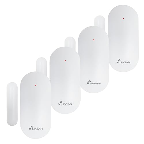 NIVIAN NVS-mag-Sensor – Sensor magnético inalámbrico para Puertas y Ventanas | Detección de Apertura por Radio 433 MHz | Alcance 100 m | Funcionamiento a batería | Instalación Adhesiva sin Cables