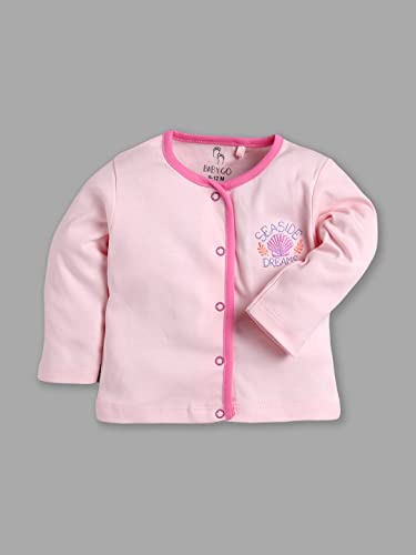 Image of Baby GO Unisex Baby 100% Cotton Full Sleeve Front Open T-Shirt Pack of 3 | Soft Breathable Infant Clothing Set with Snap Buttons | Comfortable Layering Top for Newborn Baby Boys & Baby Girls