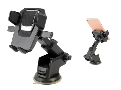Image of Universal Car Mount - Strong Suction, Double Lock, 360 Rotation, Quick Release, Telescopic Arm, Windshield & Dashboard Compatible for All Mobile Phones. (MXK-525)