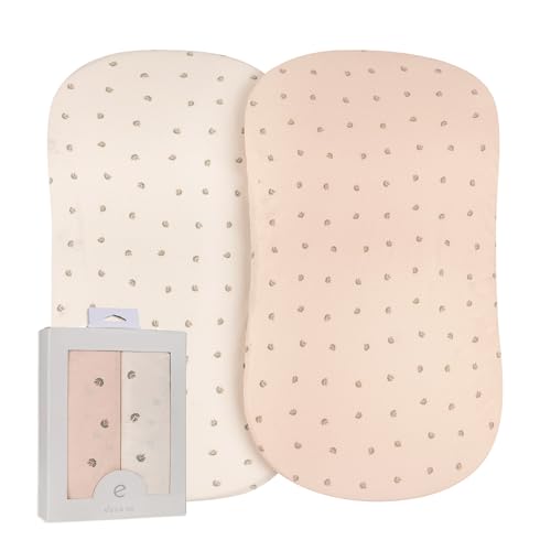 Image of Ely’s & Co. Bassinet Sheets, Baby Girl Fitted Bassinet Mattress Sheet Set - 2 Pack, 100% Jersey Knit Cotton, fits Oval, Hourglass and Rectangle Mattress, Pink Vintage Floral Collection, 32”x16”x3”