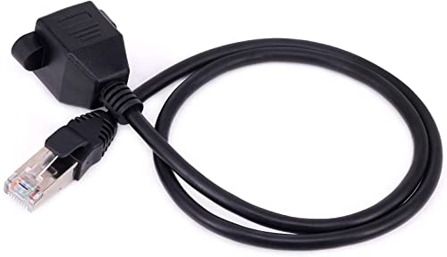Image of LipiWorld Rj45 Male to Female LAN Cable LAN Network 8 Pin Extension Cable CAT6E Network Panel Mount Screw Lock Ethernet Extension Cable (Pack Of 2-50cm)