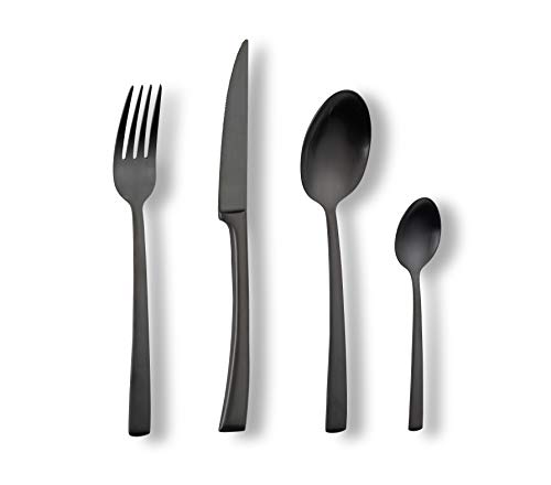 ECHTWERK Tafelbesteck Avelino, Black Edition, 16-teilig, Essbesteck für bis zu 4 Personen, Edelstahl 18/10, mattiert, Hochwertiges Besteck Set, für...
