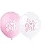 Unique Party 56114 - Ballons de Baudruche Nacré - 30 cm - "It's A Girl" Baby Shower - Paquet de 5 - Rose