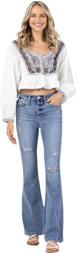 Judy Blue High Rise Destroyed Flare Jeans (JB-82377)4