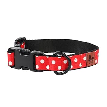 Lana Paws Polka Dots Red Adjustable Dog Collar Belt (Large)