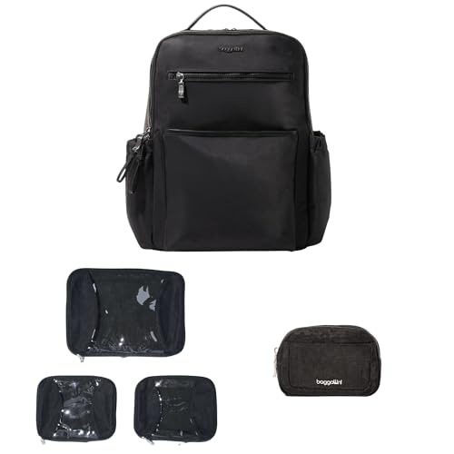 baggallini tribeca expandable laptop backpack  compression cube 3-piece set  mini pocket cosmetic