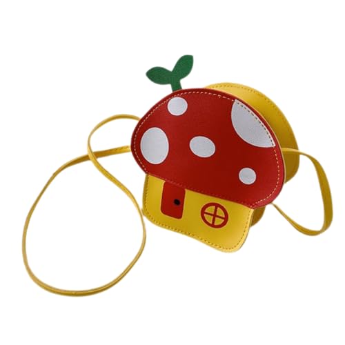 Healvian Bolso Bandolera Forma de Hongo para Niña, Bolsa Decorativa Roja de Poliéster, Correa Ajustable, Bolsa Infantil para Viajes y Salidas, Tamaño Pequeño