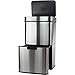 Hanover Home Motion Sensor Metal Trash Can with Pull-Out Recycling Bin and Fingerprint-Resistant Finish for Kitchen - 16.4 Gallons (62 Liters) in Stainless Steel