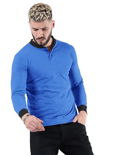 Image of fanideaz Mens Premium High Neck Henley T Shirts for Men Branded Full Sleeve Shirt for Men in Pure Cotton Casual & Formal Wear