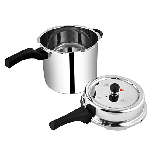 Image of Prestige Svachh Deluxe Alpha 10 Litre Stainless Steel Outer Lid Pressure Cooker & Prestige Omega Deluxe Granite Aluminium Kitchen Sets with 1 Glass Lid (Black) - 3 Pieces