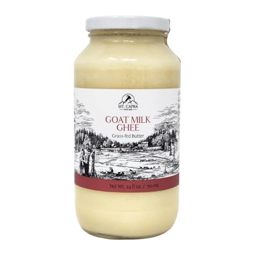 MT. CAPRA SINCE 1928 Goat Milk Ghee | Grass Fed Clarified Butter High in MCT Oil Perfect for Bulletproof Coffee, Keto, Paleo, and Whole 30 Diets | Pastured Raised and Unsalted | (24 fl oz)