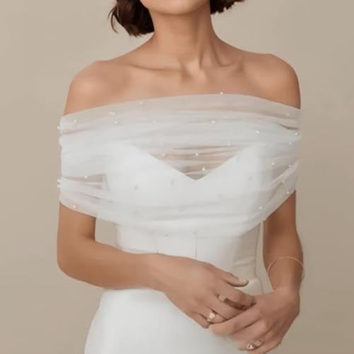 Pearls Wedding Shawl White Wrap Shrug Bridal Evening Dress Bolero Cover Up for Party Formal3