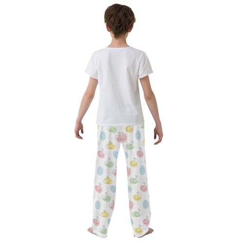 ZZXXB Colorful Egg and Bunny Boys Long Pants Soft Trousers Elastic Waist Kids Lounge Bottoms with Pockets S-XL3