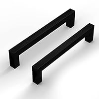 LONTAN 2 Stück Möbelgriffe Schwarz - 128mm Lochabstand Küchenschrankgriffe aus Edelstahl für Schubladen und Schränke