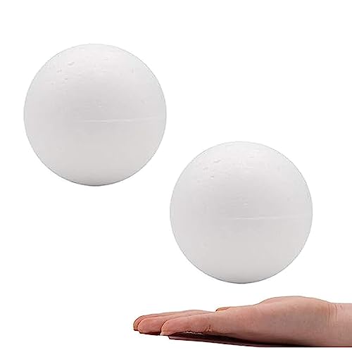 Crafare 4 Inch 2 Pack Foam Balls for Crafts White Polystyrene Round Foam Balls for Art Household DIY School Projects Party Ornaments Decoration
