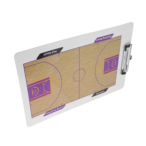 FUNOMOCYA Plaquette Basket-Ball Double Face Effaçable à Sec Tableau Stratégie Portable pour Entraîneurs Surface Solide avec Terrain Complet et Suivi Statistiques