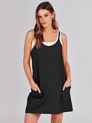 Caracilia Womens Summer Mini Dress 2025 Casual Sleeveless Built in Shapewear Sundress Trendy Short Tennis Athletic Outfits2