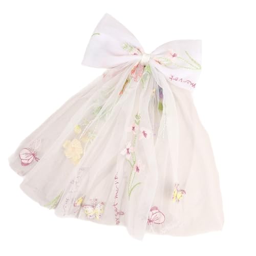MALSSE Lazo de encaje ventilado para el pelo con cinta de acento, excelente para bodas de temporada, otras tareas al aire libre, bordado de flores, tocado de boda, Flores de malla, Talla única