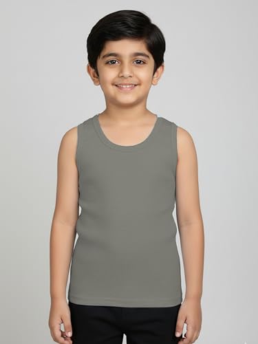 Image of KiddoPanti Boys 100% Cotton Vest Pack of 3 | Cotton 1x1 Rib Knit Sleeveless Innerwear | Soft & Breathable Kids Vest