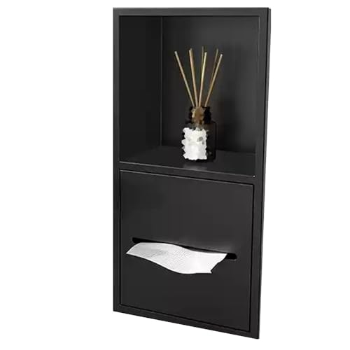 304 Stainless Steel Shower Niche - Recessed Tissue Box for Bathroom Kitchen Storage Cabinet Stylish Black Shower Caddy