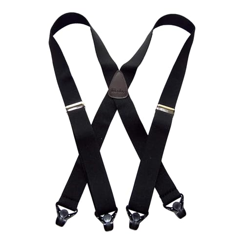 HoldUp Brand Classic Series Basic Black Suspenders with Black Gripper Clasp