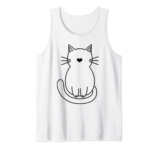Bonito gato fresco dibujo con una cara besos Camiseta sin Mangas
