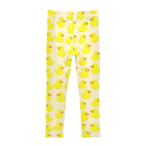 Girls Leggings Size 4T Cartoon Rubber Duck Beige Stretchy Tights Girl Clothes Comfortable Pants for Dance Running2