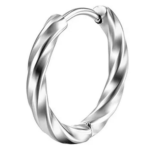 ツイステッドフープピアス シルバー(内径)12mm リング ステンレス 1個販売 片耳 中折れ ワンタッチ 丸型 Q0930/SP12