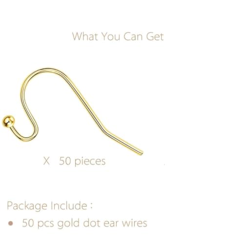 Image of Dhruv Crafts Golden Brass S Hook Earwire 50 Pcs with Earring Backs 50 Pcs Ball End Ear Hooks for Jewelry Making DIY Earring Findings Craft Supplies Accessories