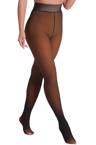 Image of MERYLURE Fake Translucent Fleece Lined Tights for Women Winter Warm Thick Thermal Velvet Pantyhose