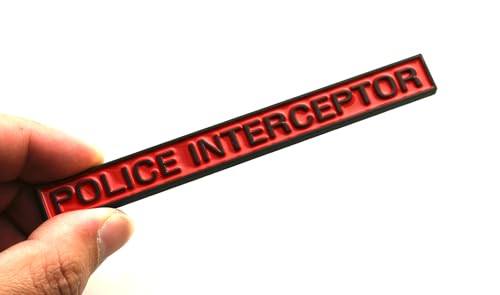 1x Police Interceptor Emblem 3D Badge Decal Sticker Compatible with Explorer Crown Victoria (Red)