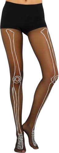 Image of ToBeInStyle Women's Scary Skeleton Leg Bones Halloween Hosiery Tights & Thigh High Stockings