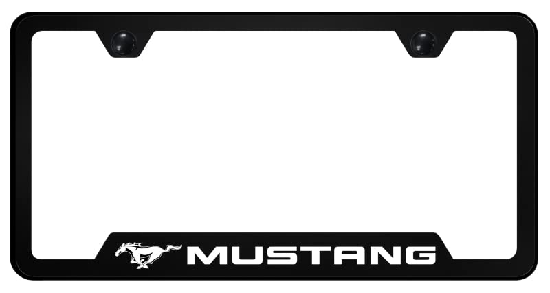 Au-TOMOTIVE GOLD INC. Officially Licensed UV Print Logo on Black Polycarbonate Notched License Plate Frame for Mustang