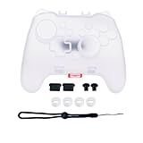 Switch Proコントローラー用ケース - 衝撃吸収・落下防止シェル、ステッカーとサムグリップ付き、プレミアムソフト素材カバー（パープル、ホワイト）