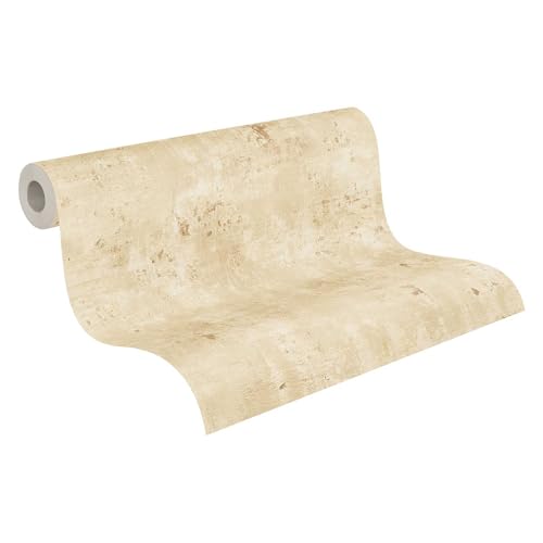Papier peint aspect plâtre beige pour masquer les défauts - 2