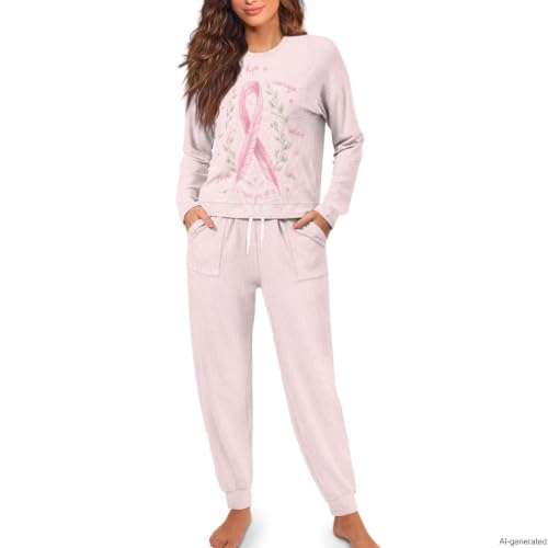 Image of Womens Pajama Sets 2 Piece Pjs Lounge Sets Long Sleeve Sleepwear Crew Neck Pullover Top with Long Pants