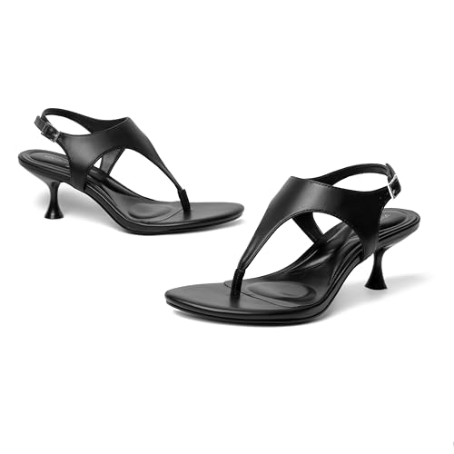 Image of vivianly Kitten Heels for Women Dressy Thong Sandals Slip-On Summer Flip Flop Heels with Soft Straps & Low Block Heel for Women, Comfortable for Party Daily