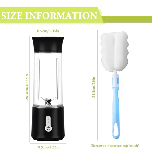 Draagbare mixer, 500 ml, oplaadbare USB-blender, draagbare persoonlijke mixer, mini-mixer, smoothiemaker met 6 messen, persoonlijke mini-blender, draagbare fruitblender voor keuken, sportschool - Afbeelding 3