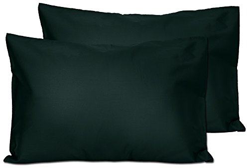 2 Dark Blue Green Toddler Pillowcases - Envelope Style - for Pillows Sized 13x18 and 14x19-100% Cotton with Sateen Weave - Machine Washable - 2 Pack