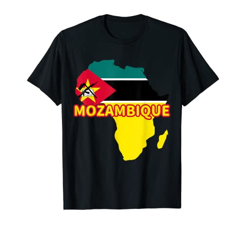 Mozambique Mozambican Pride Flag Map Africa Print T-Shirt