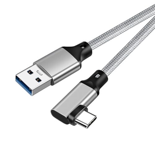 USB-C & USB-A 3.1(Gen2) ケーブル L字 3m (10Gbpsデータ転送) LpoieJun PD/QC 60W 超高速充電 USB A to USB Cケーブル スマートフォン/タブレット/ゲーム機のタイプｃ機種に対応 (グレー)