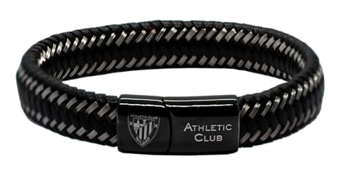 Athletic Club Pulsera de Cuero Trenzado, Cierre de Acero Inoxidable. Producto oficial