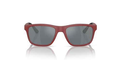 Emporio Armani Boys' EK4002 Square Sunglasses, Matte Red/Grey Mirrored Black, 48 mm