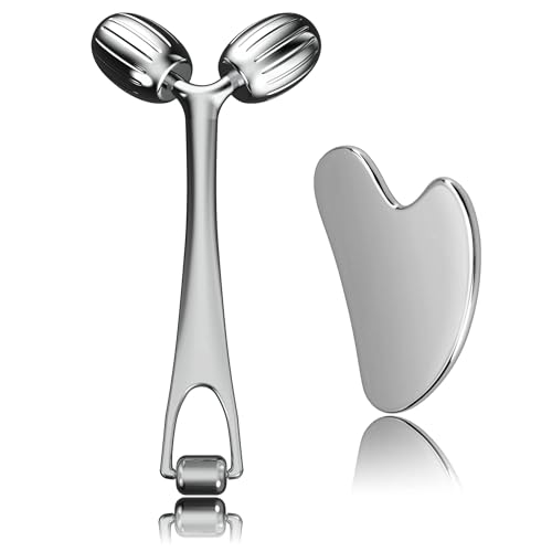 Yeamon Gua Sha Facial Tools and Face Roller Set, Facial Massage Tool for Women’s Skincare...
