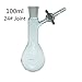 DADAKEWIN 100ml Reaction Flask Reaction Kettle Flasks Pear-Shaped with 24# Joint, PTEF Stopcock Borosilicate 3.3 Glass Customizable Lab Flasks Glassware- Pack of 1 (Size : 100ml/24#)