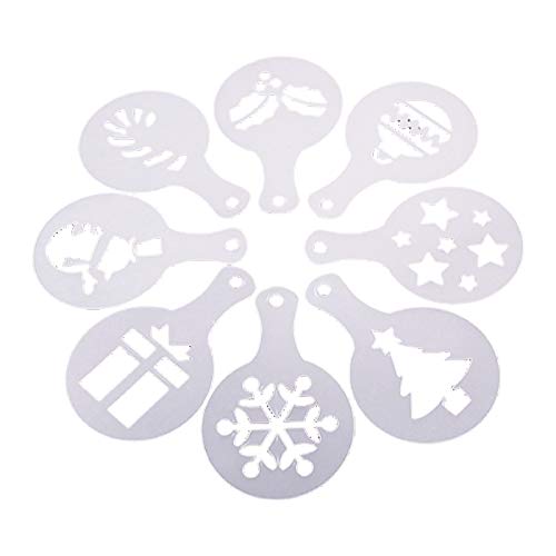 Somerway Pochoirs De Décoration De Café, 8 Pièces Pochoirs De Noël Latte Café Art Pochoirs Barista Pour Gâteau Cupcake Noël Cover