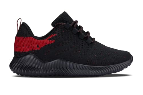 Image of CALTO Men's Invisible Height Increasing Elevator Shoes - Black /Red Ultra Lightweight Sporty Sneakers - 2.8 Inches Taller - Q215 - Size 6 D(M) US